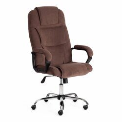 Кресло офисное BERGAMO хром-флок , коричневый