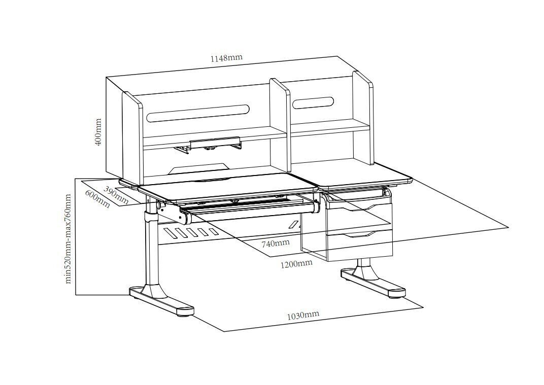 Парта Ortensia II Grey Cubby