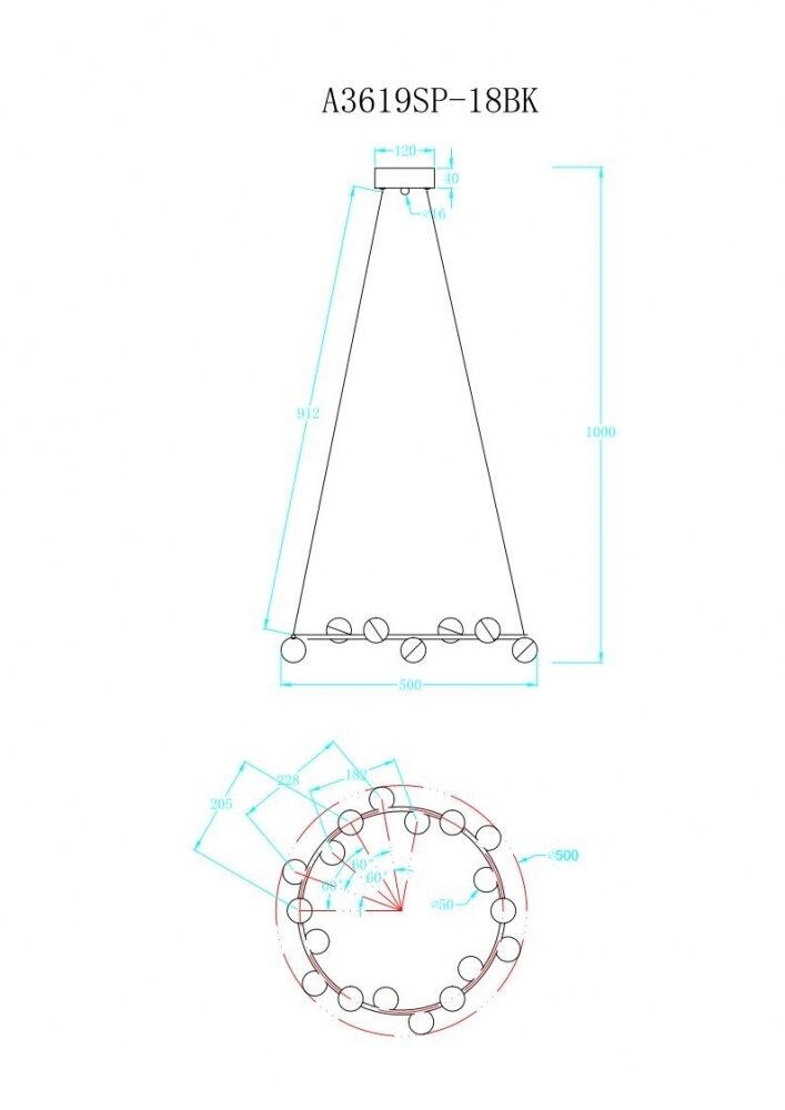 Светильник подвесной Arte lamp Dexter A3619SP-18BK