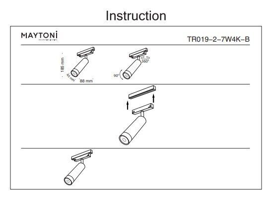 Трековый светильник 7W 4000К для магнитного шинопровода Track lamps Maytoni TR019-2-7W4K-B