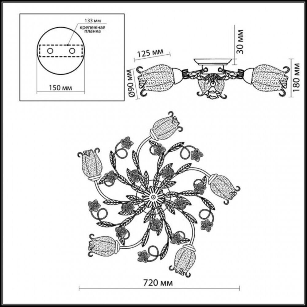 Потолочная люстра Odeon Light Ameli 2252/5C