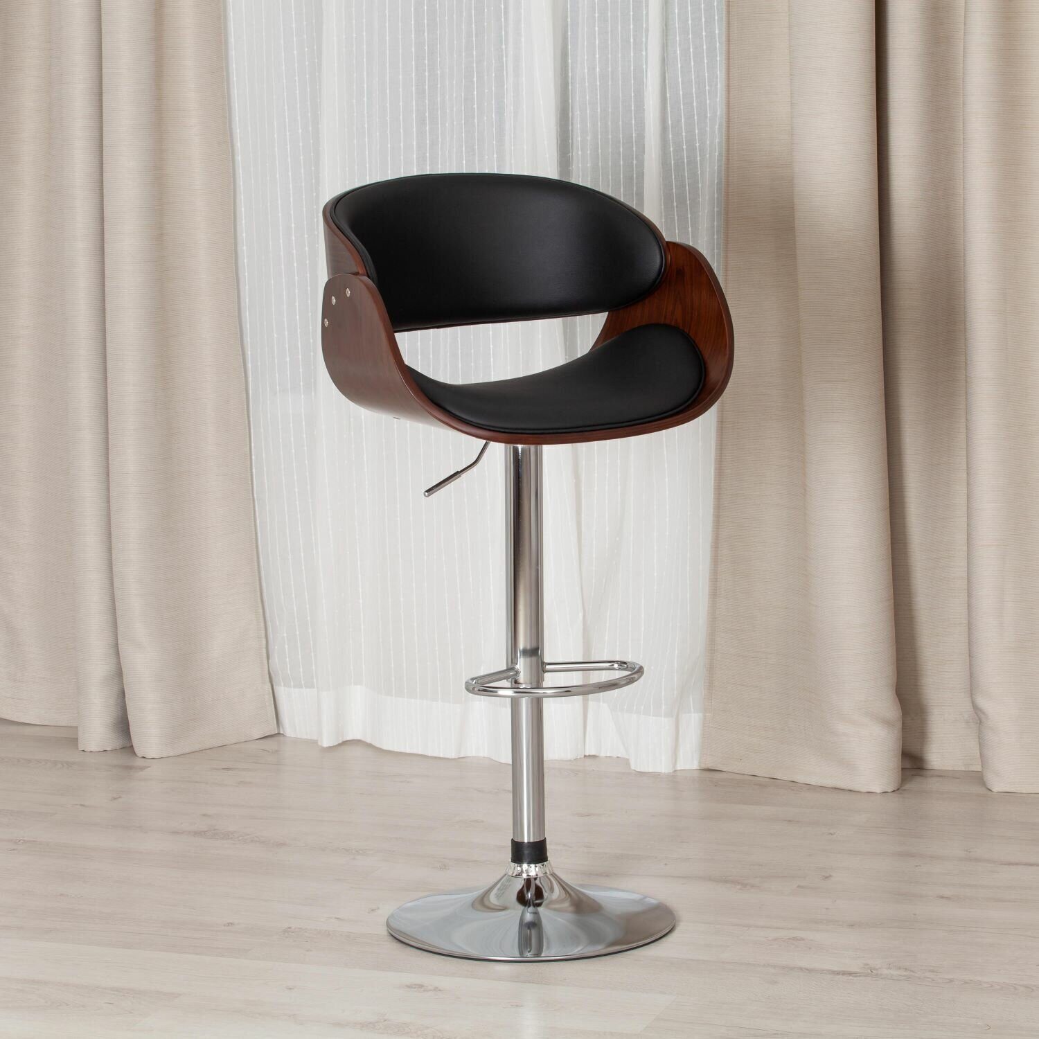 Барный стул LANDO черный, металл/дерево/экокожа