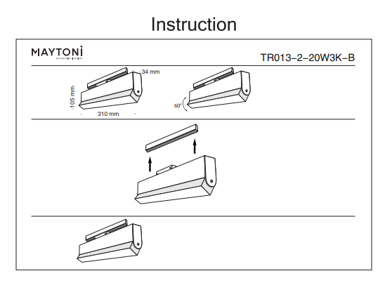 Трековый светильник 20W 3000К для магнитного шинопровода Maytoni Track lamps TR013-2-20W3K-B