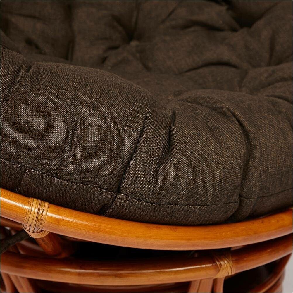 Кресло-качалка плетёное из ротанга «Papasan» с подушкой коричневый цвет/ Cognac (коньяк)