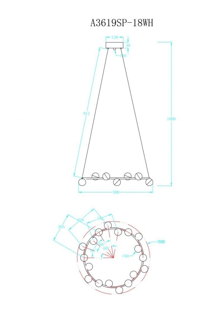 Светильник подвесной Arte lamp Dexter A3619SP-18WH