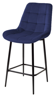 Полубарный стул ХОФМАН, цвет темно-синий #H60, велюр / черный каркас H=63cm