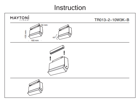 Трековый светильник 10W 3000К для магнитного шинопровода Maytoni Track lamps TR013-2-10W3K-B